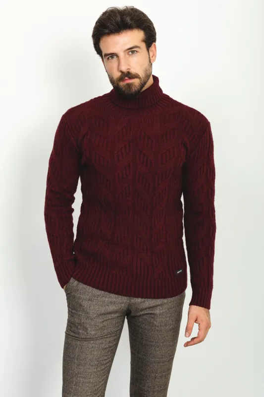 MCR MEN'S TURTLENECK SWEATER- BURGUNDY sold by Esco Clothiers