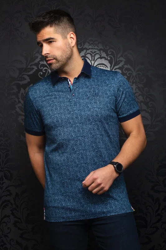 AU NOIR POLO SHIRT- SEGUIN NAVY/WHITE sold by Esco Clothiers
