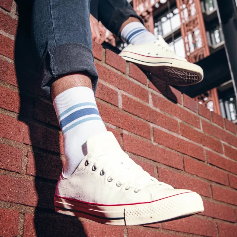 SAXX CREW SOCKS- ATHLETIC STRIPE WHITE sold by Esco Clothiers