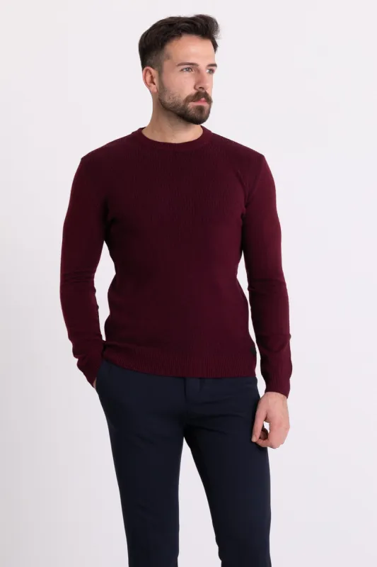 MCR MEN'S CREW NECK SWEATER- CLARET RED sold by Esco Clothiers