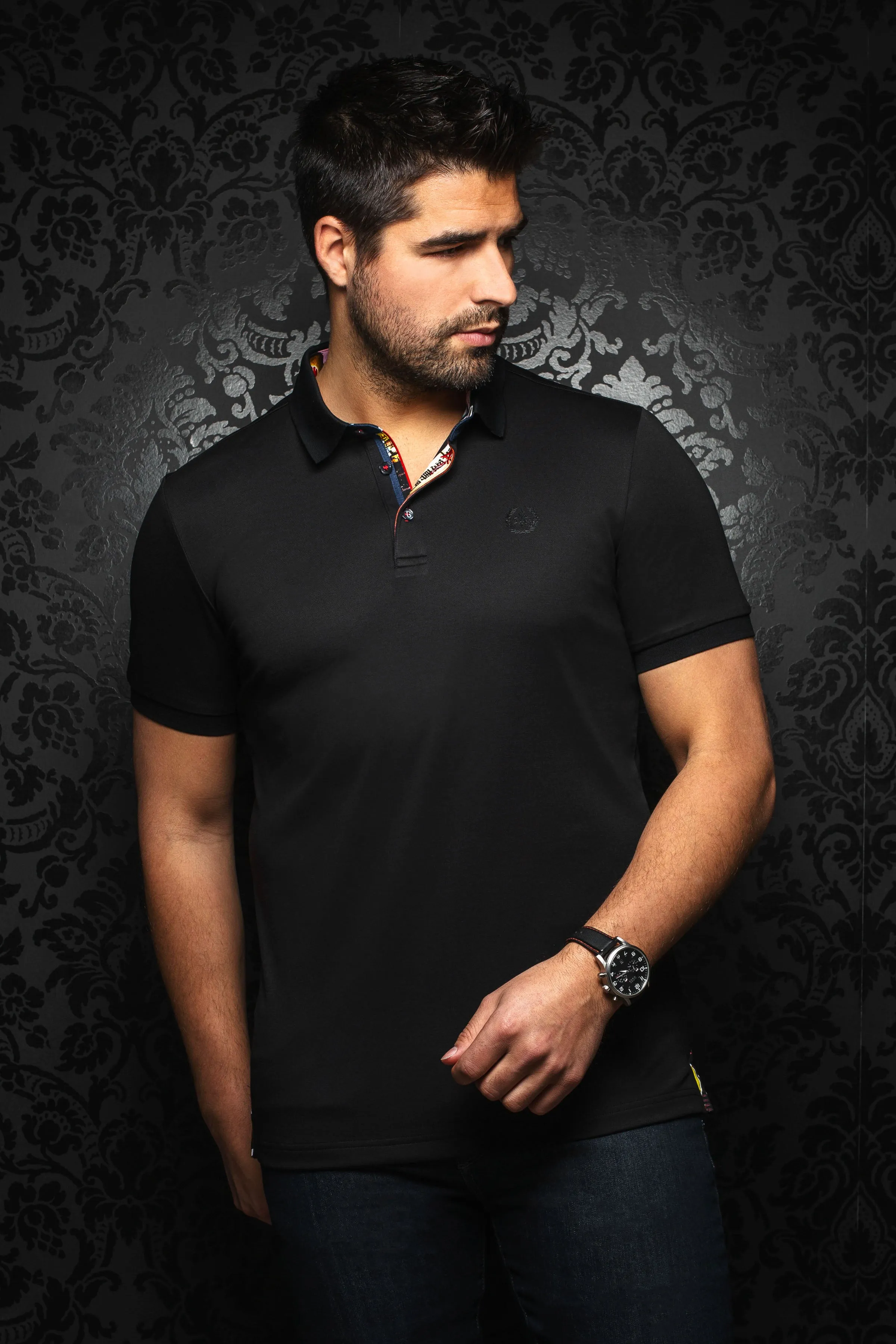 AU NOIR POLO SHIRT- EAGLE Black sold by Esco Clothiers