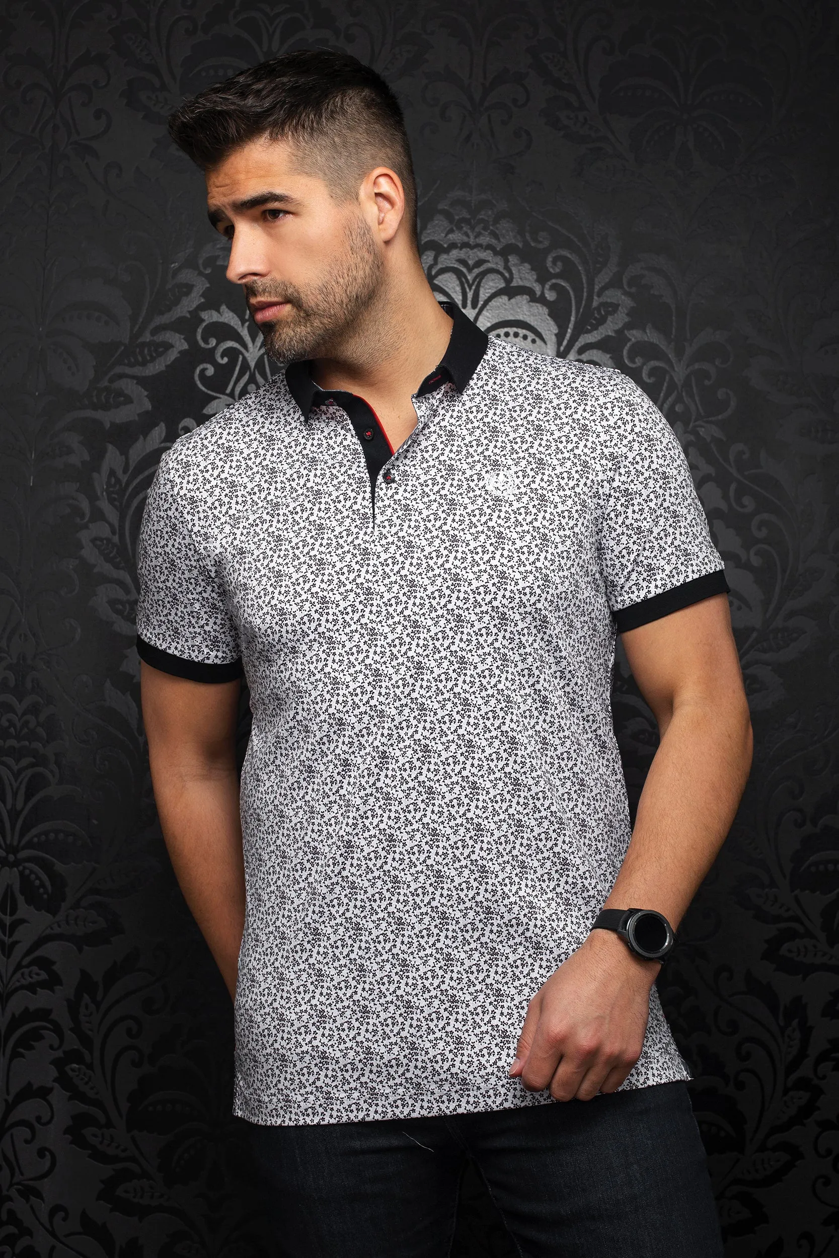 AU NOIR POLO SHIRT- JALISCO WHITE/BLACK sold by Esco Clothiers