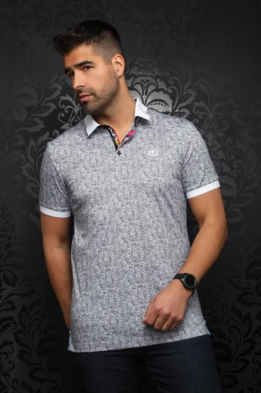 AU NOIR POLO SHIRT- SEGUIN WHITE/BLACK sold by Esco Clothiers