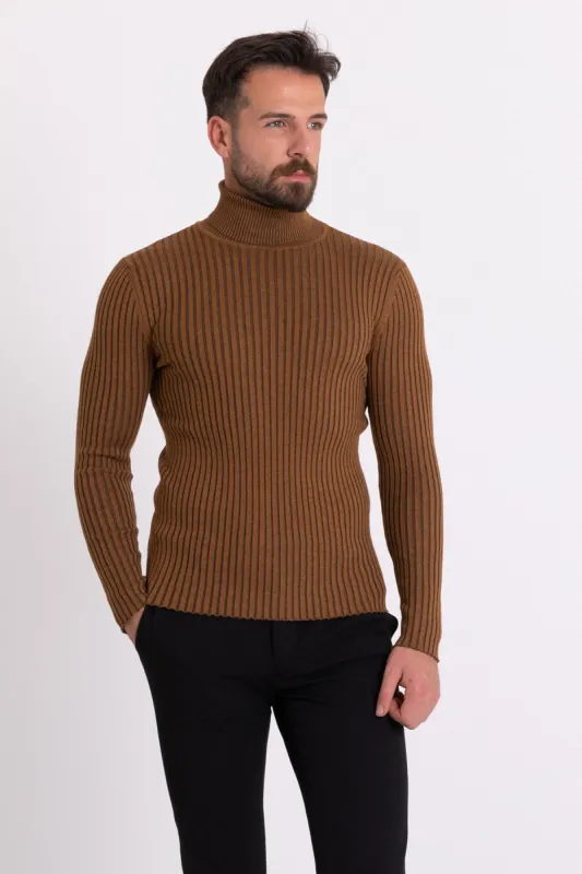 MCR MEN'S RIB TURTLENECK SWEATER- CAMEL sold by Esco Clothiers