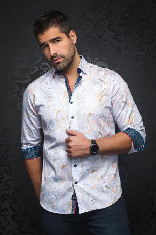 AU NOIR SHIRT- DECCAN WHITE/ORANGE sold by Esco Clothiers