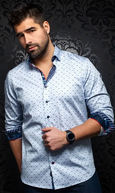 AU NOIR SHIRT- LISMORE LIGHT BLUE sold by Esco Clothiers