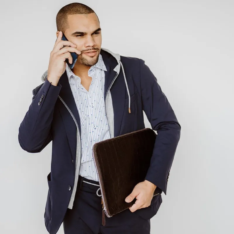 OLLIVER GREY TRAVEL JACKET WITH HOOD- JAMES NAVY sold by Esco Clothiers