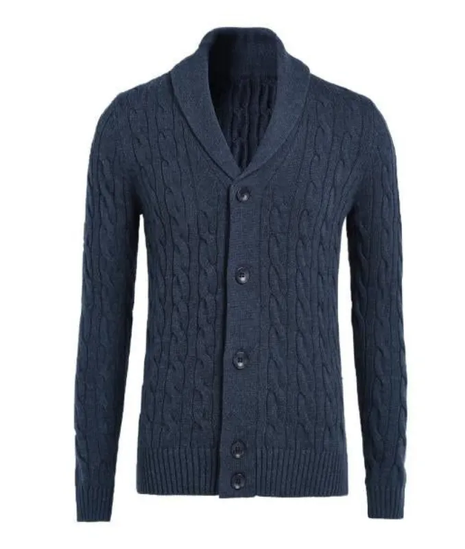 LIAM DANIEL RIBBED CARDIGAN- BLUE sold by Esco Clothiers
