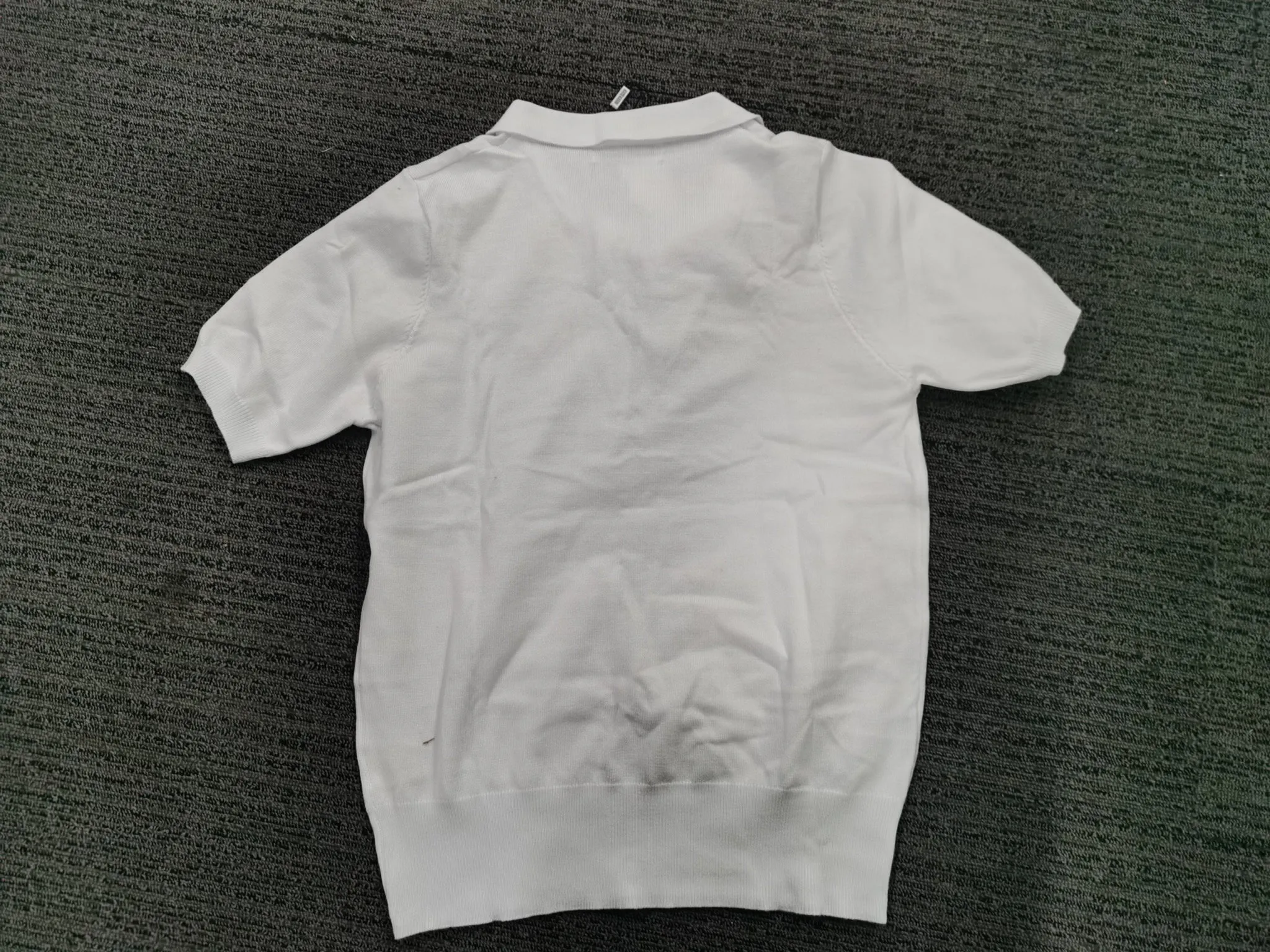 Kate Kasin Women Short Sleeve Polo Sweater V Neck Knitted Tops Casual Ribbed Shirt Loose Pullover Sweater sold by Kate Kasin