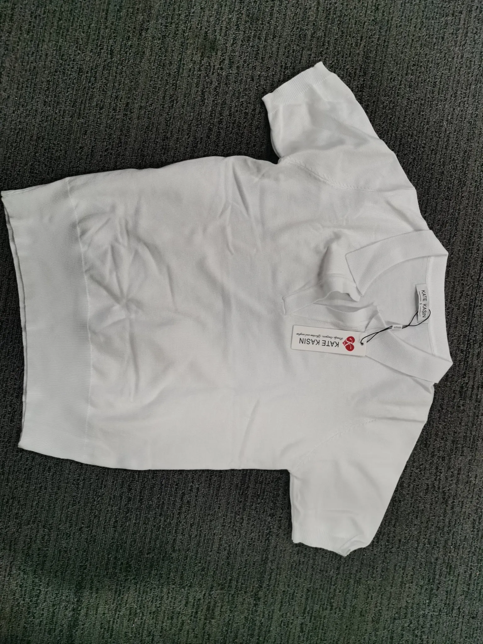 Kate Kasin Women Short Sleeve Polo Sweater V Neck Knitted Tops Casual Ribbed Shirt Loose Pullover Sweater sold by Kate Kasin product image thumbnail 2