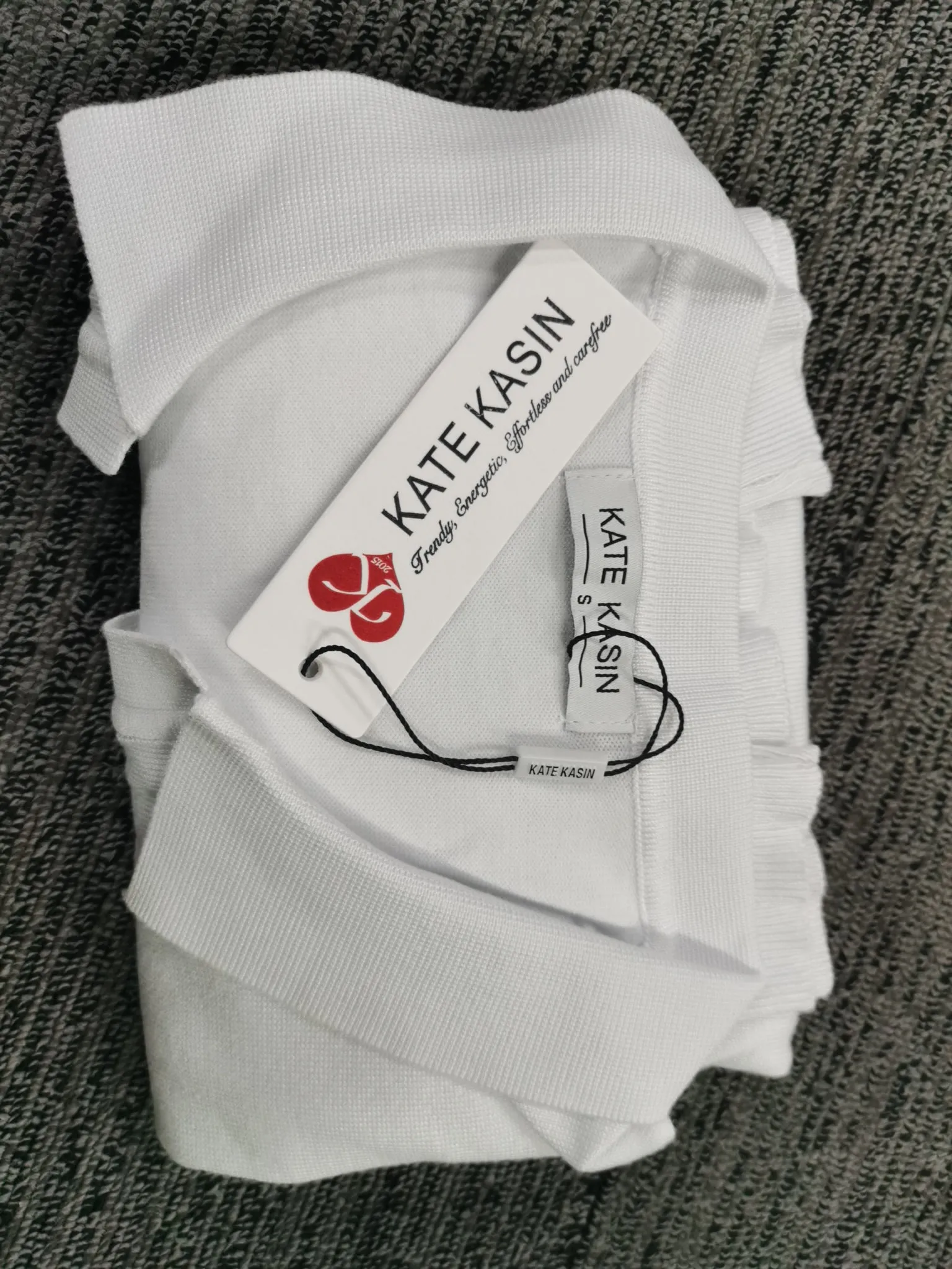 Kate Kasin Women Short Sleeve Polo Sweater V Neck Knitted Tops Casual Ribbed Shirt Loose Pullover Sweater sold by Kate Kasin product image thumbnail 3