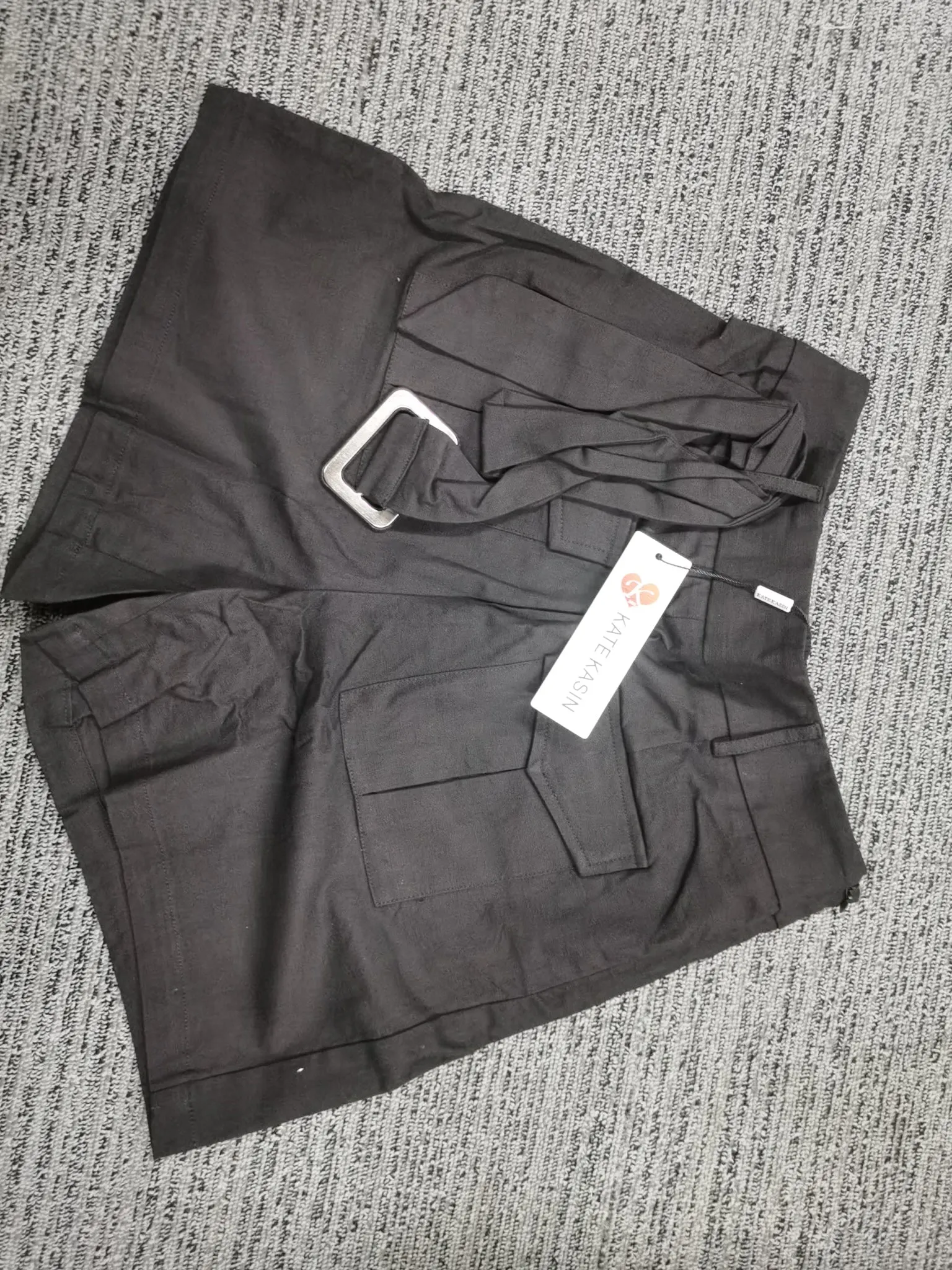 Kate Kasin Women's Casual Shorts Elastic High Waisted Pocket Front Wide Leg Vintage Cargo Shorts with Belt for Streetwear sold by Kate Kasin product image thumbnail 3