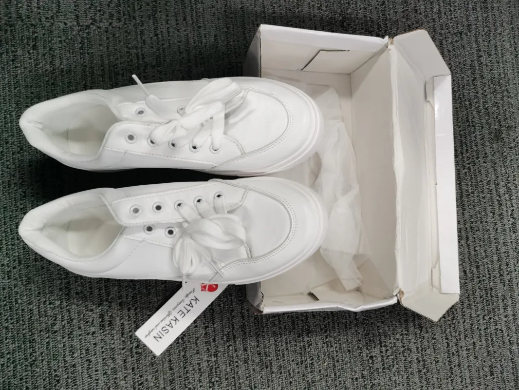 Kate Kasin Womens White Platform Sneakers PU Leather Platform Shoes Walking Shoes for Women sold by Kate Kasin