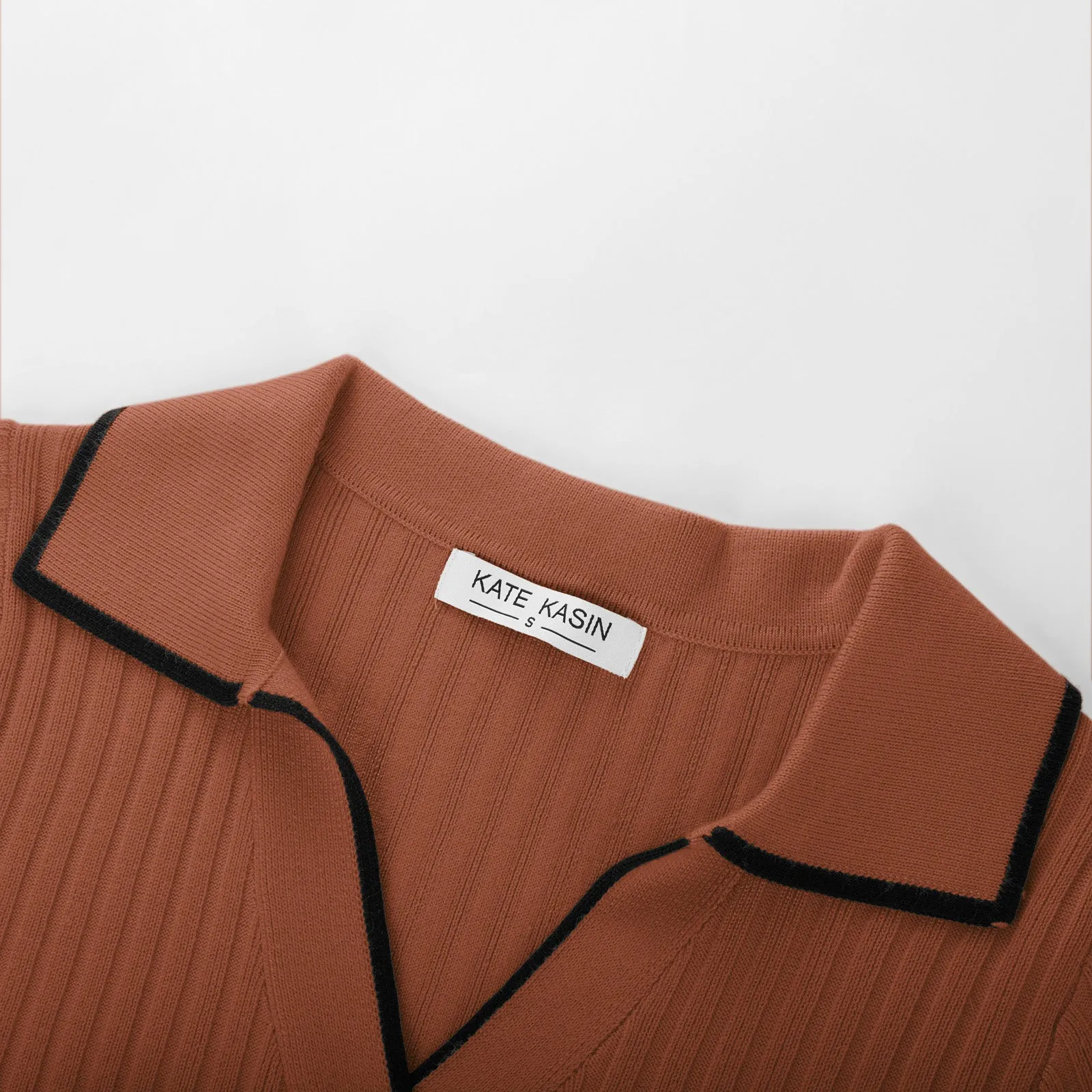 KK Women Lapel Collar Sweater Dress Long Sleeve V-Neck Knitted Bodycon Dress sold by Kate Kasin product image thumbnail 5