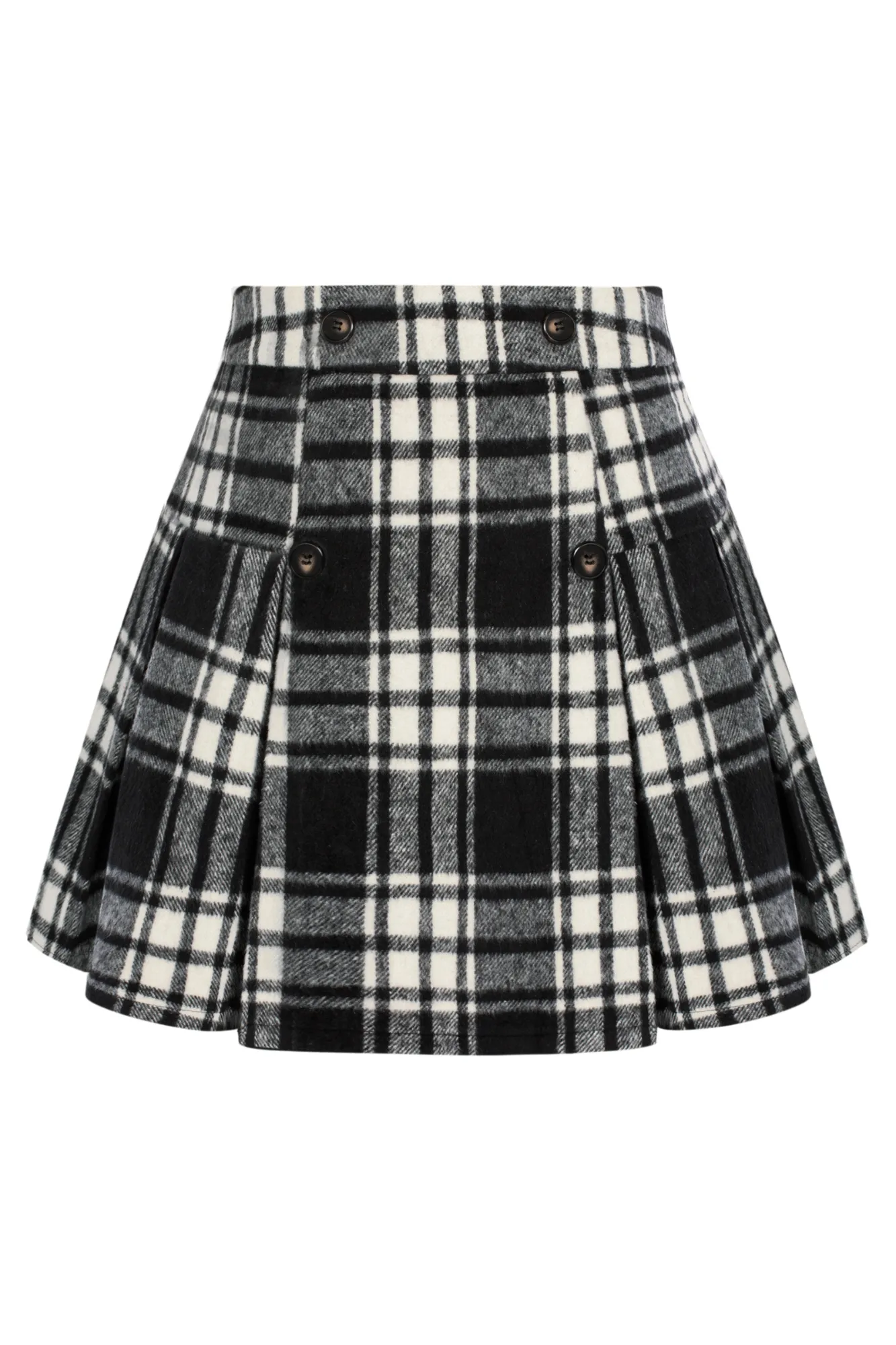 KK Women Pleated Skirt Elastic Waist Mid-Thigh Length Plaided A-Line Skirt sold by Kate Kasin