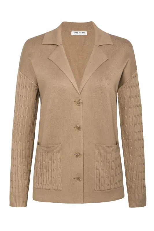 KK Women Notch Lapel Cardigan Dropped Shoulder V-Neck Sweater Knitwear sold by Kate Kasin