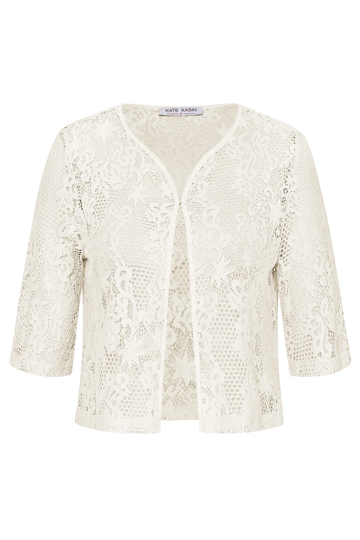 Women's Elegant Sheer Floral Lace Shrug Summer Short Sleeve Top Cropped Open Front Bolero Cardigan sold by Kate Kasin product image thumbnail 5
