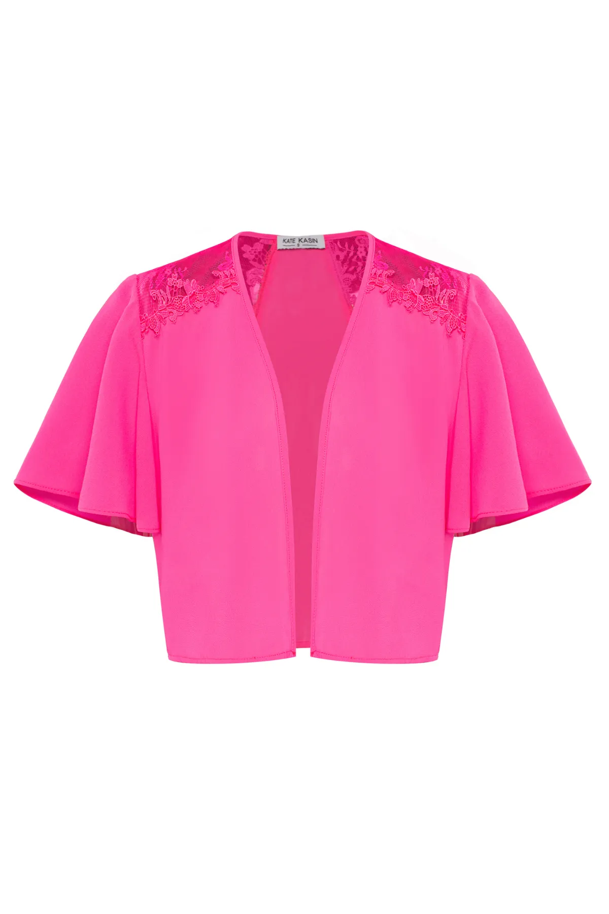Women Lace Patchwork Tops Short Flounce Sleeve Open Front Chiffon Tops sold by Kate Kasin product image thumbnail 5