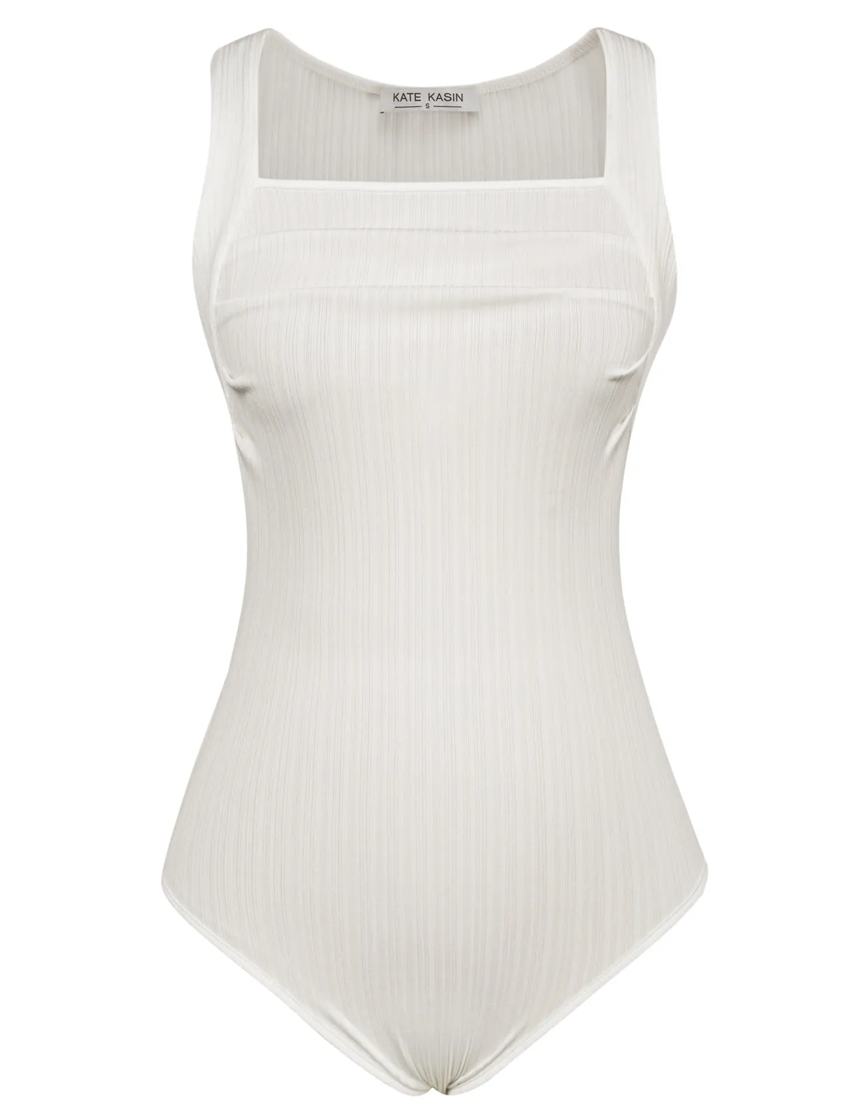 Women Pleated Bodycon Suit Sleeveless Square Neck Snap-Button Crotch Teddy sold by Kate Kasin product image thumbnail 5