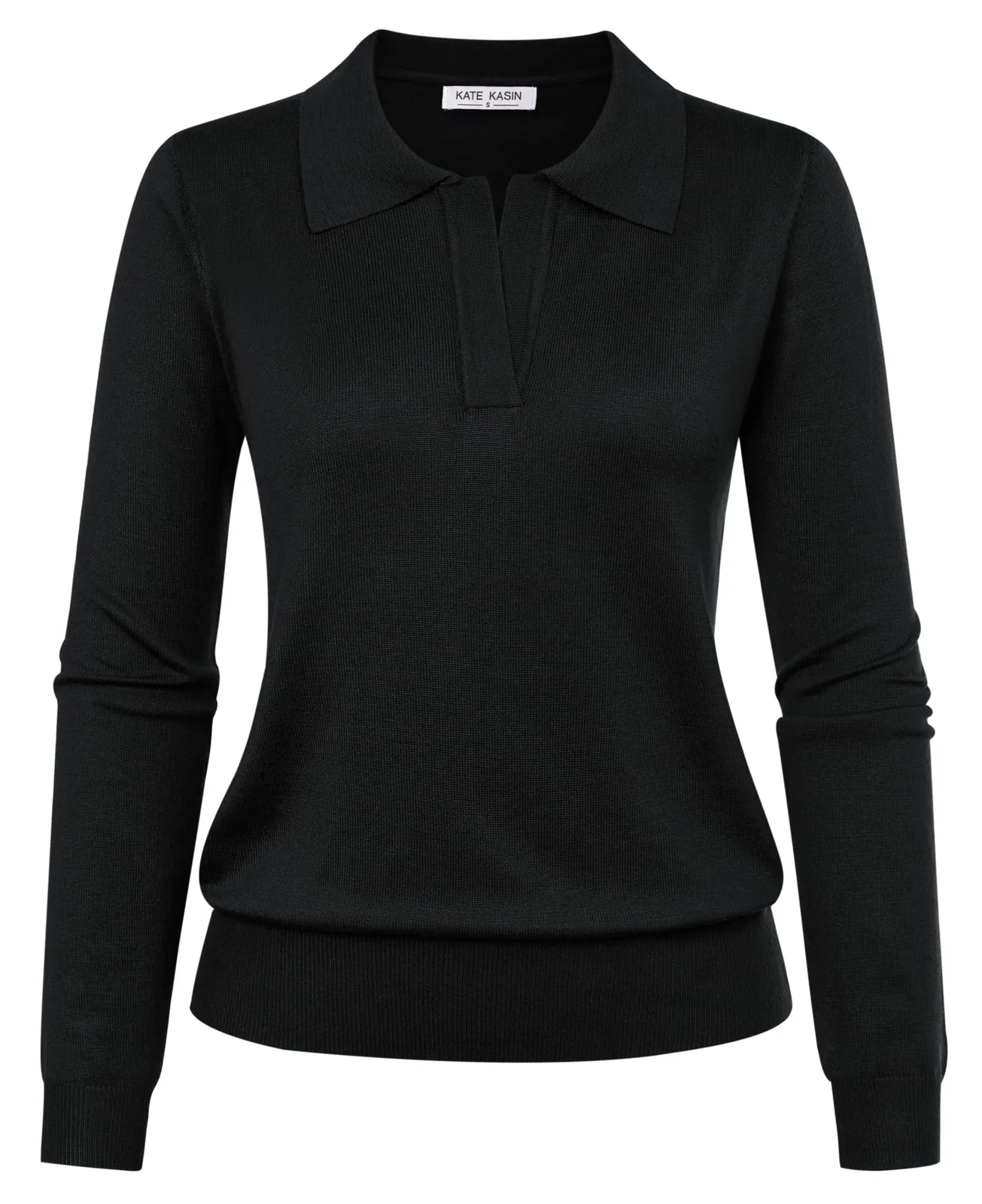 Women Short Sleeve Polo Sweater V Neck Knitted Tops Casual Ribbed Shirt Loose Pullover Sweater sold by Kate Kasin product image thumbnail 5