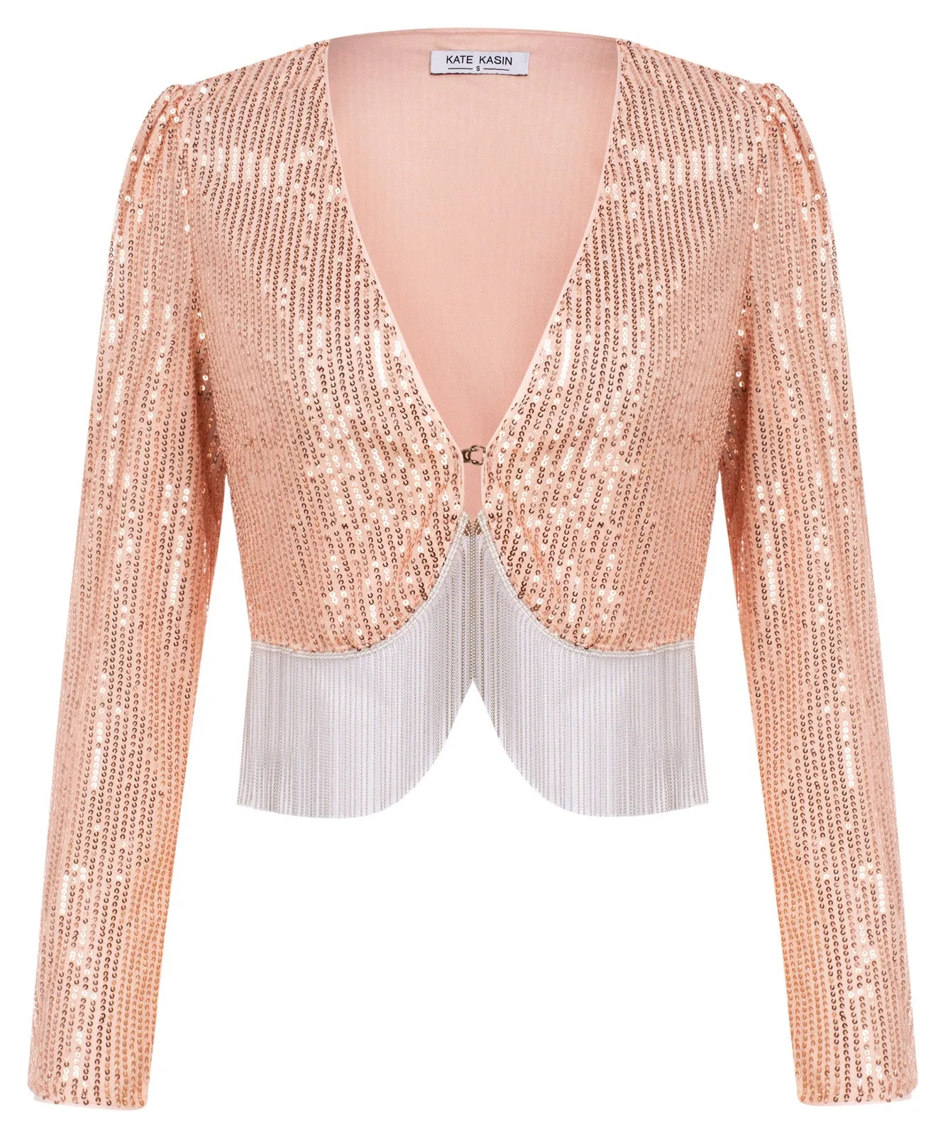 Women Sequined Party Bolero Tops Long Sleeve Tassel Hem Shrug sold by Kate Kasin product image thumbnail 4
