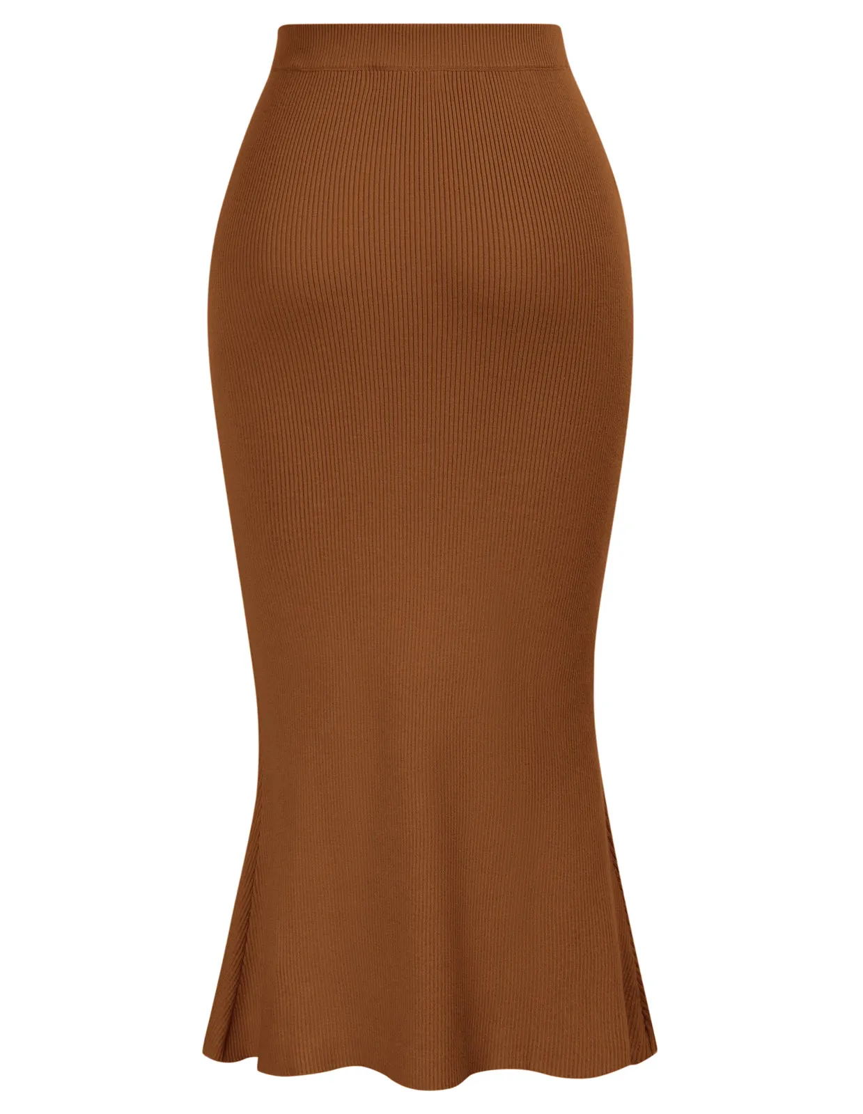 Women's Skirts 2023 Ribbed Elastic High Waisted Long Mermaid Stretch Bodycon Midi Skirts with Slit sold by Kate Kasin product image thumbnail 5