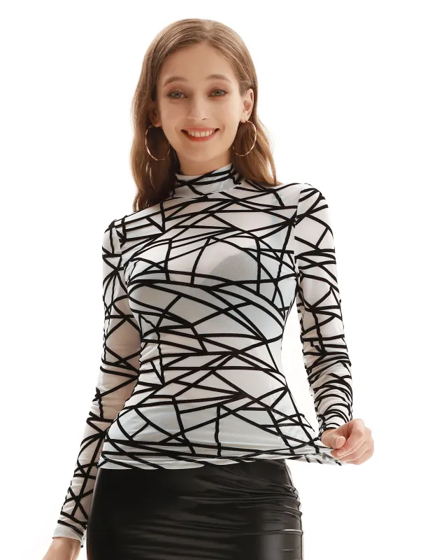 See-Through Mesh Sheer Long Sleeve Tops Blouse Club-wear sold by Kate Kasin