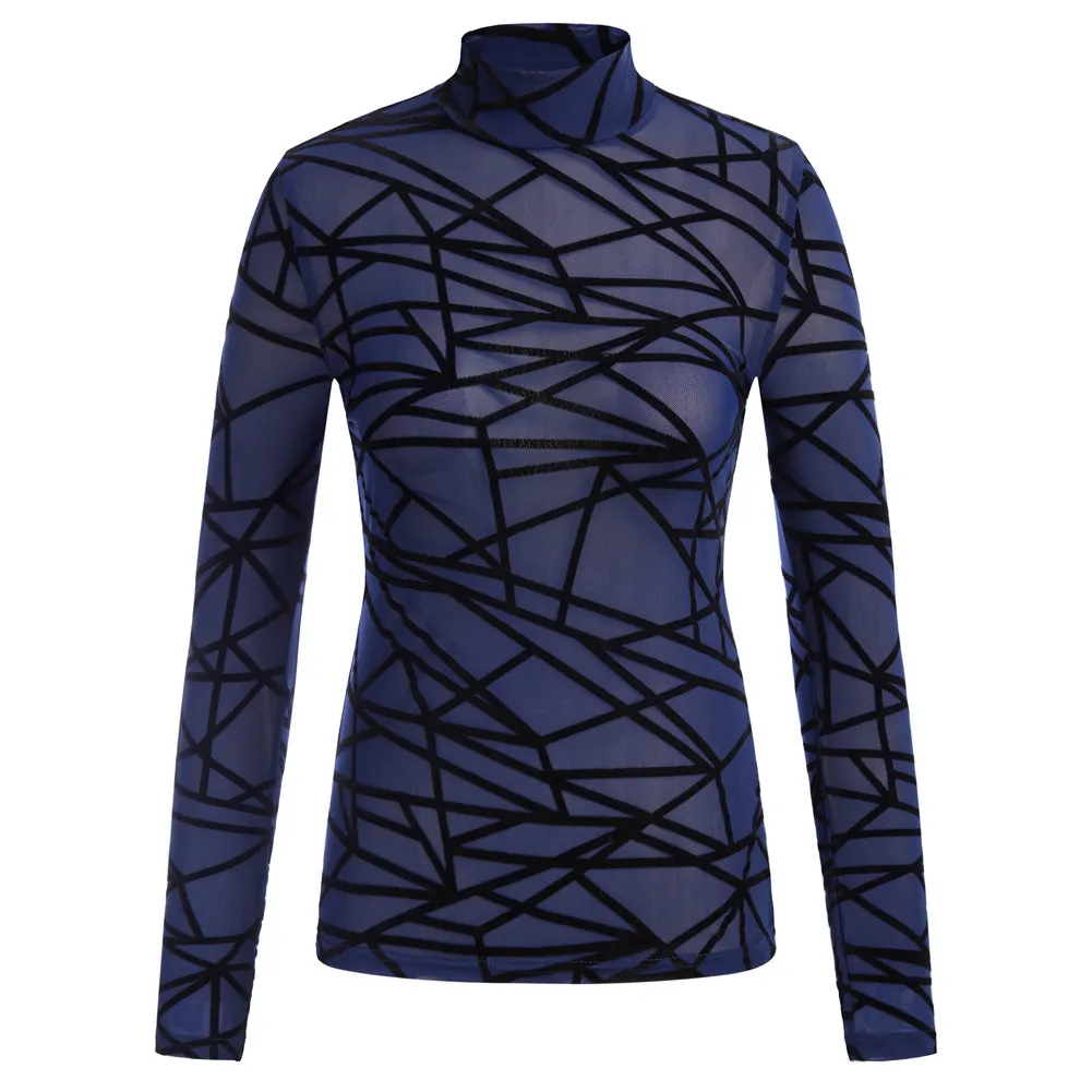 See-Through Mesh Sheer Long Sleeve Tops Blouse Club-wear sold by Kate Kasin product image thumbnail 5