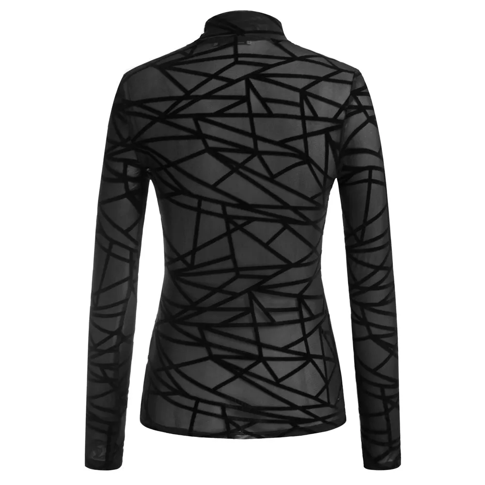 See-Through Mesh Sheer Long Sleeve Tops Blouse Club-wear sold by Kate Kasin product image thumbnail 4