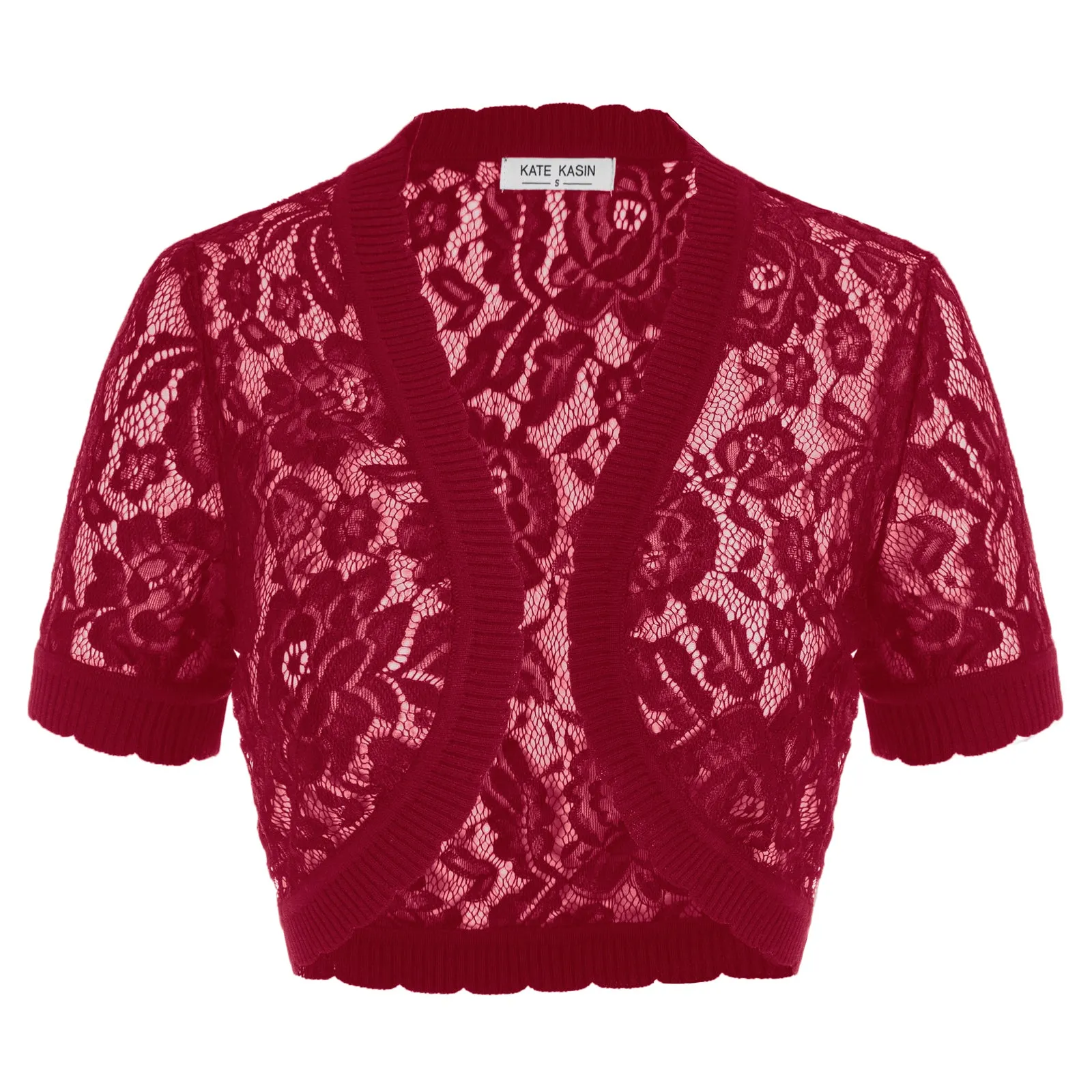 Lace Bolero Short Sleeve Open Front Irregular Hem Shrug sold by Kate Kasin product image thumbnail 4