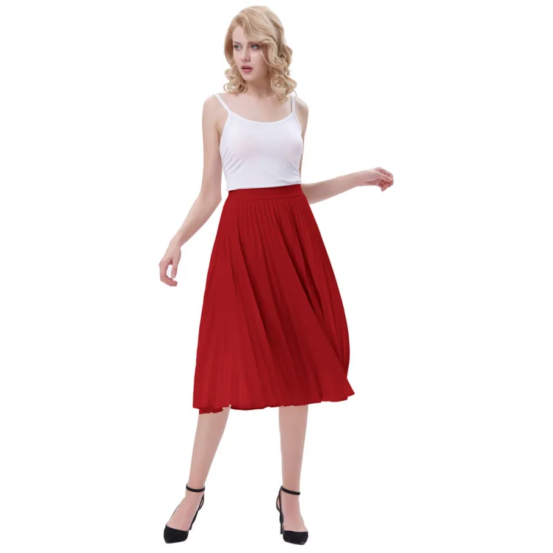 Stylish Fashion High Waist Pleated Swing A-Line Skirt sold by Kate Kasin