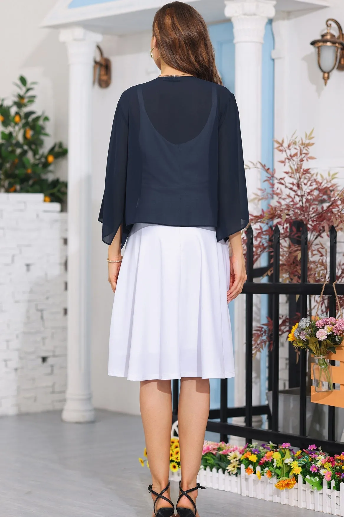 Chiffon Kimono Beach Cardigan See Though Plain Jacket Cover Up sold by Kate Kasin product image thumbnail 4