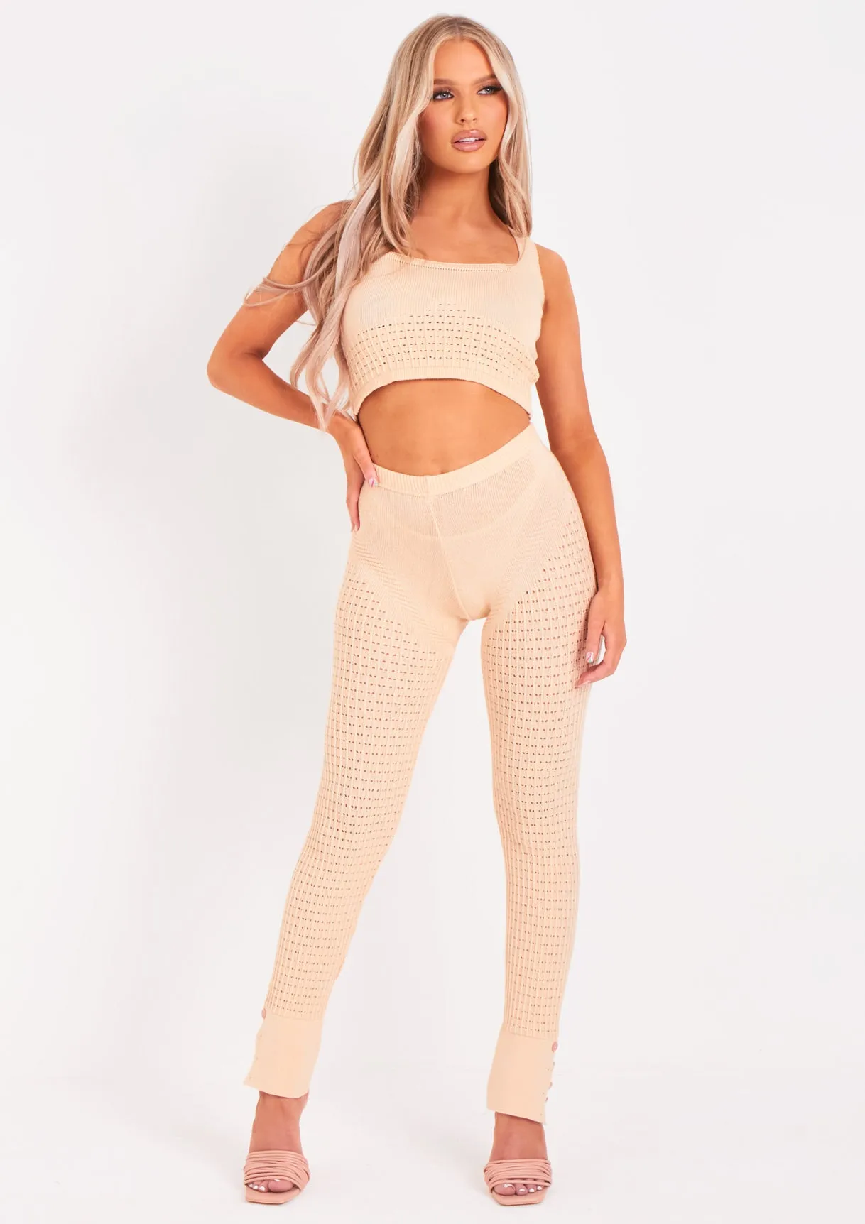 Kaliyah Beige Fine Knit Crop Top sold by Missy Empire product image thumbnail 4