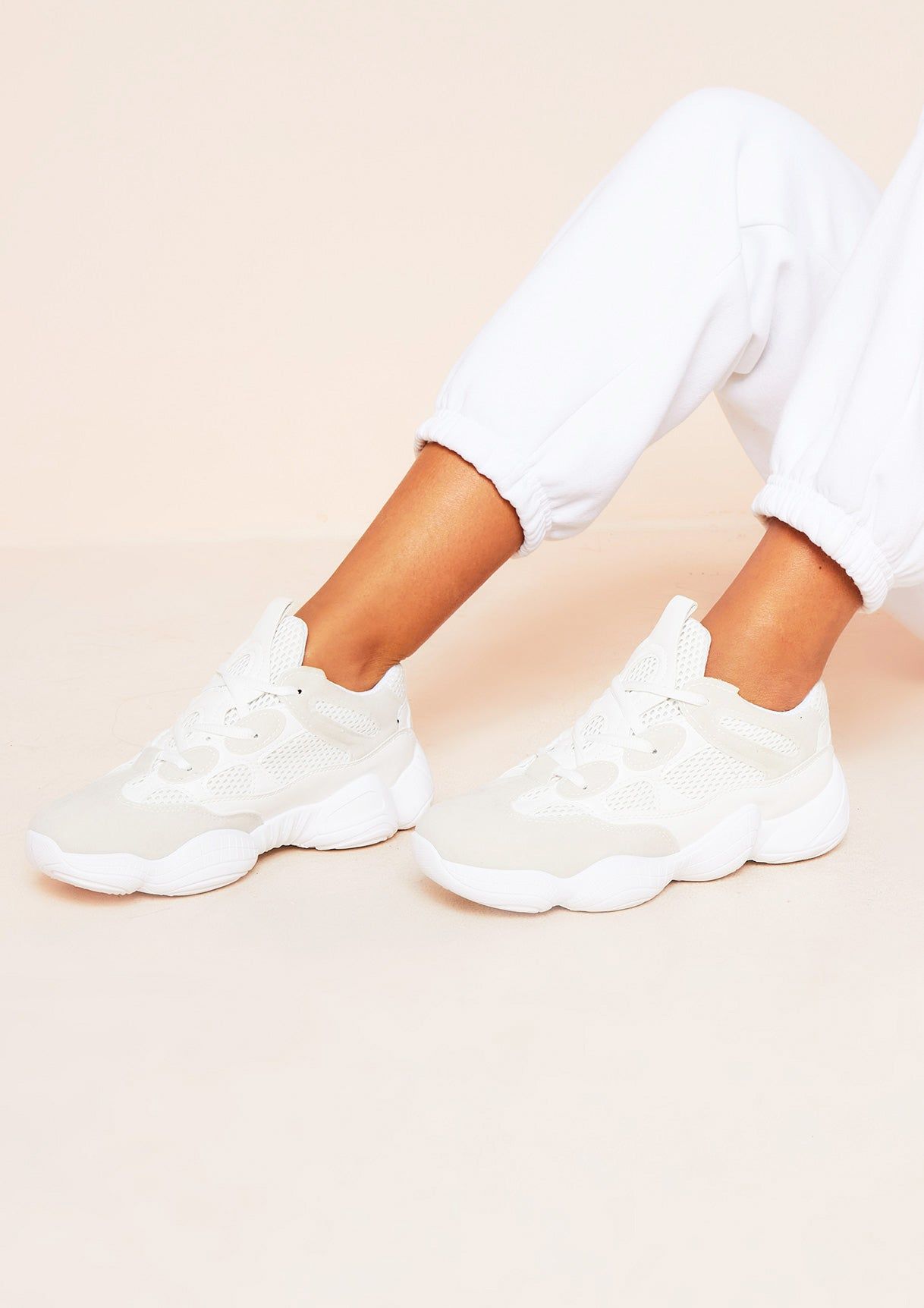 Alina White Chunky Panel Trainers sold by Missy Empire