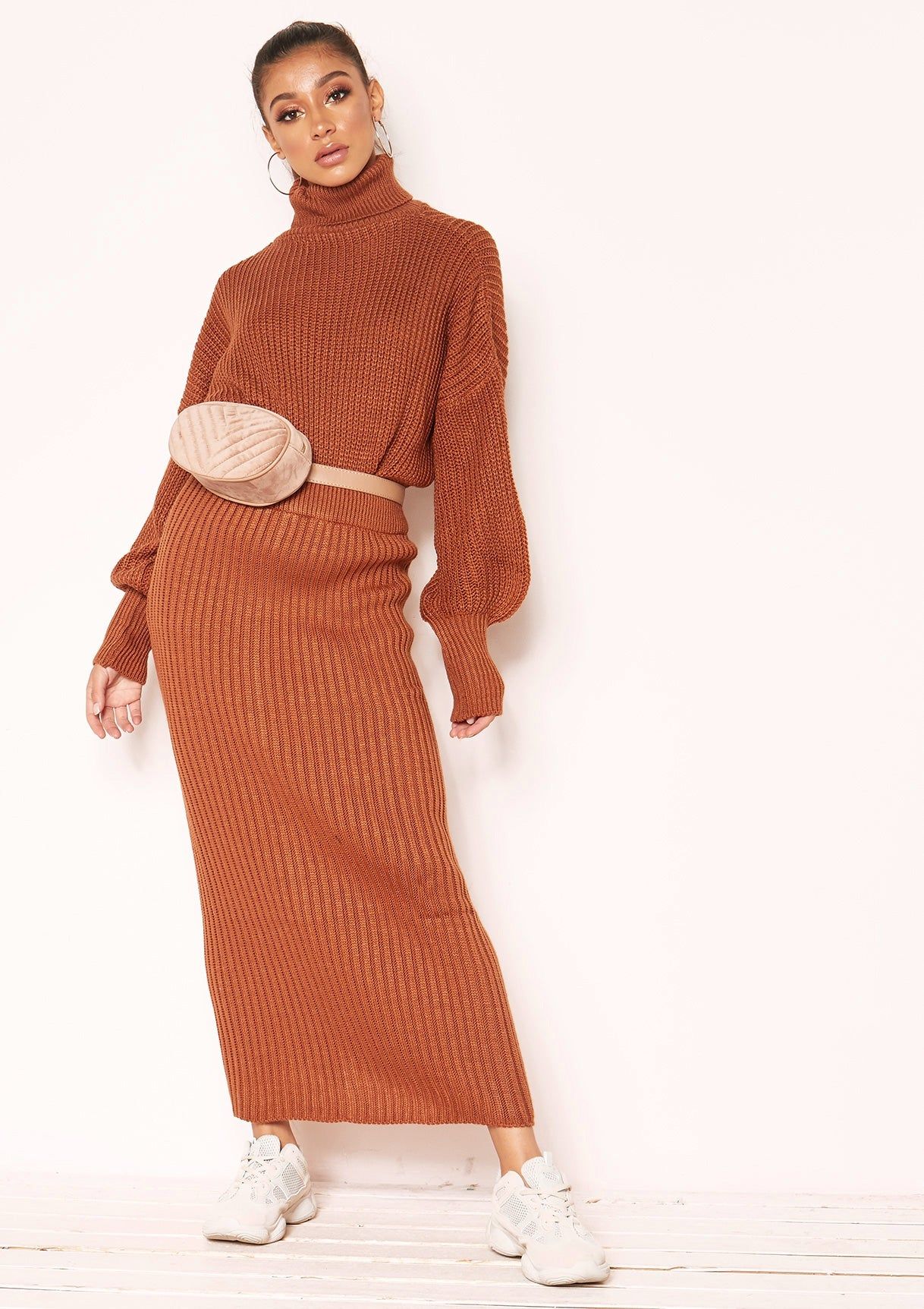 Vicki Rust Knit Jumper Midi Co-ord Set sold by Missy Empire product image thumbnail 3