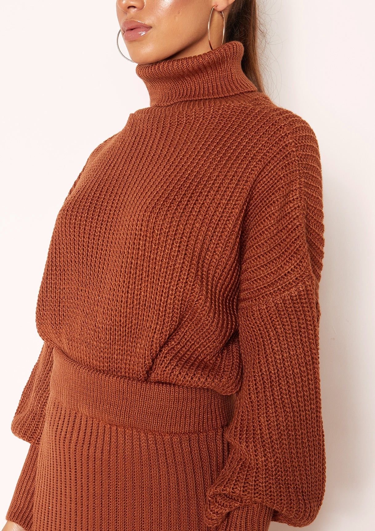 Vicki Rust Knit Jumper Midi Co-ord Set sold by Missy Empire product image thumbnail 4