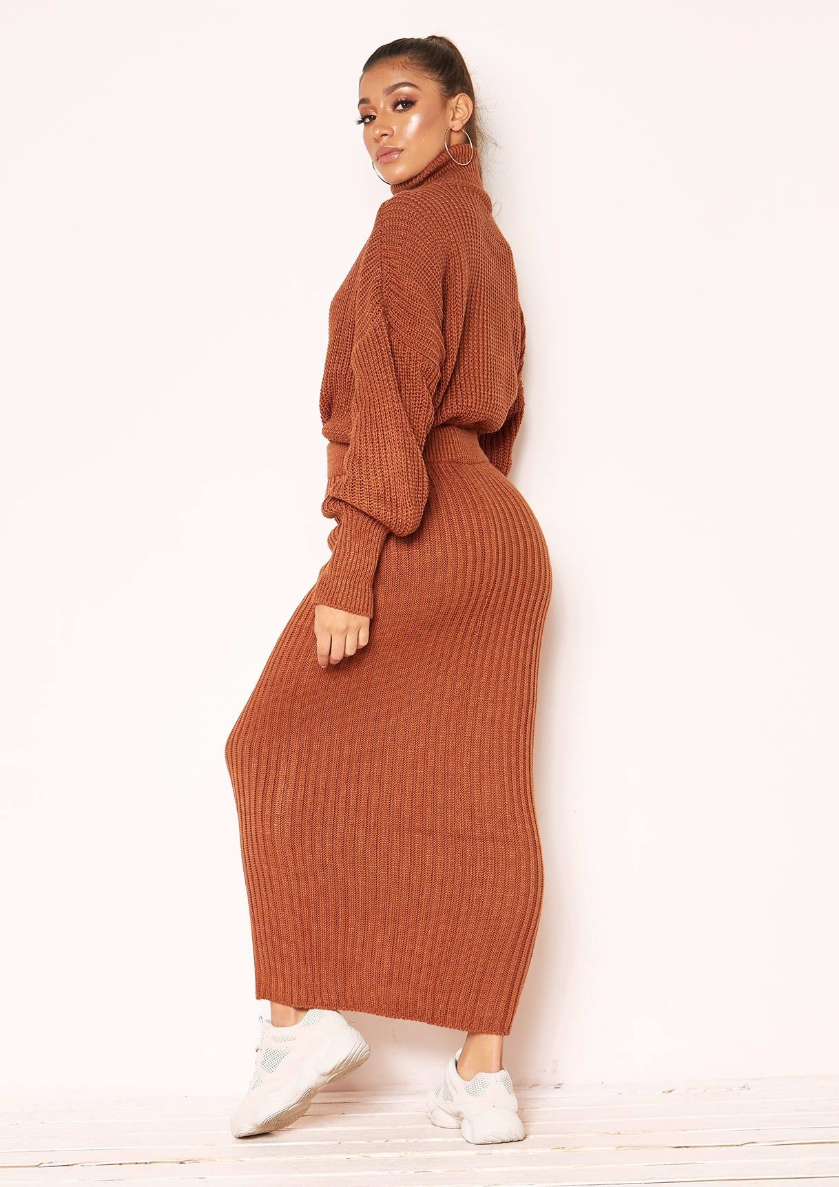 Vicki Rust Knit Jumper Midi Co-ord Set sold by Missy Empire product image thumbnail 5