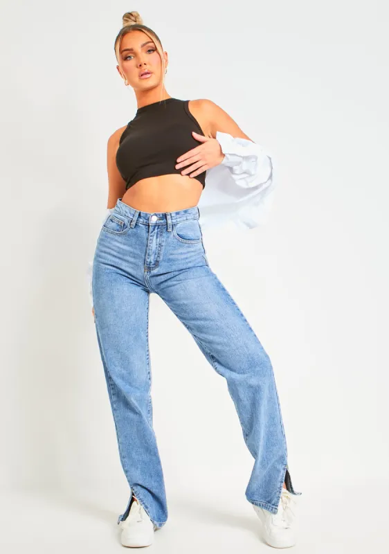 Myla Black Premium Sculpt Racer Crop Top sold by Missy Empire