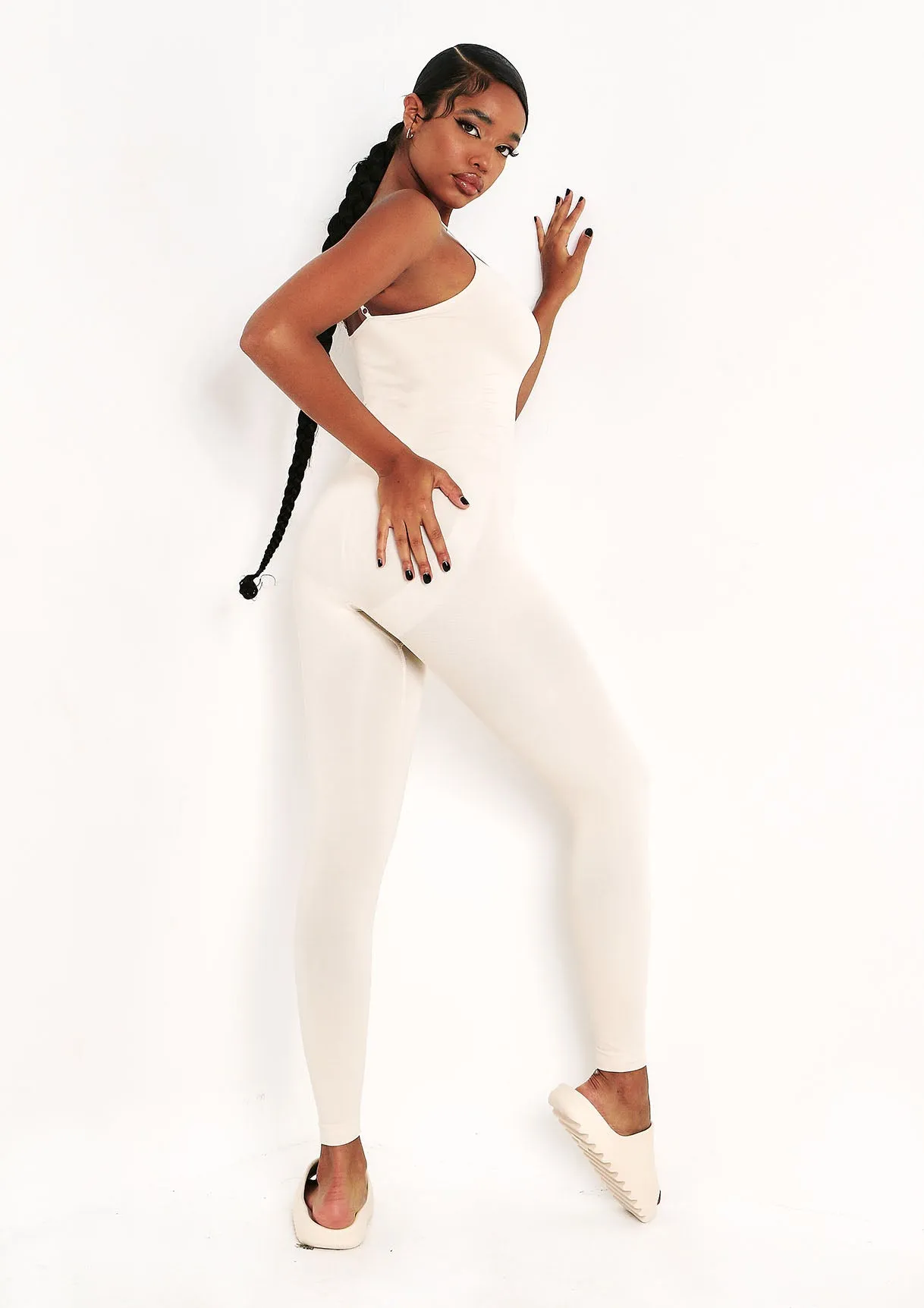 Adele Stone Seamless Strappy All In One Jumpsuit sold by Missy Empire product image thumbnail 3