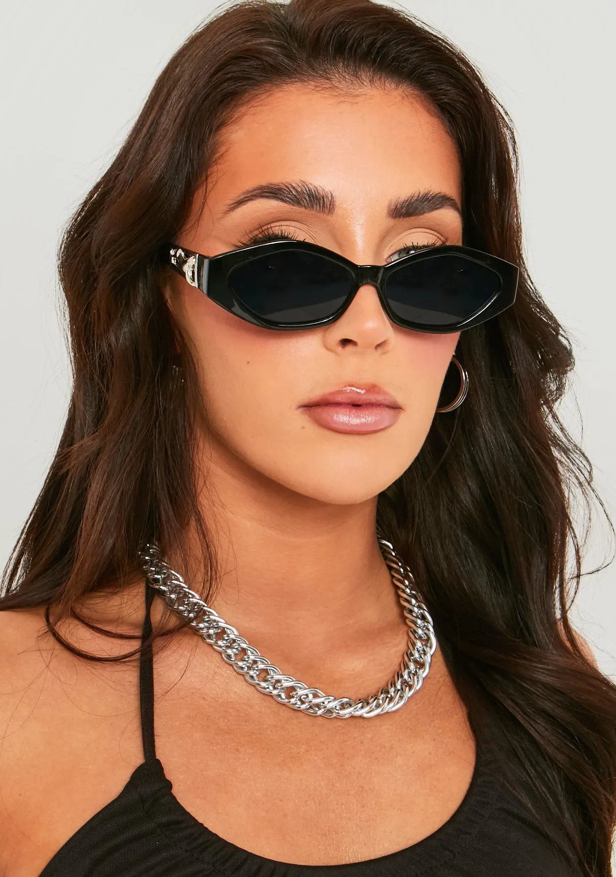 Aria Black Cat Eye Sunglasses sold by Missy Empire