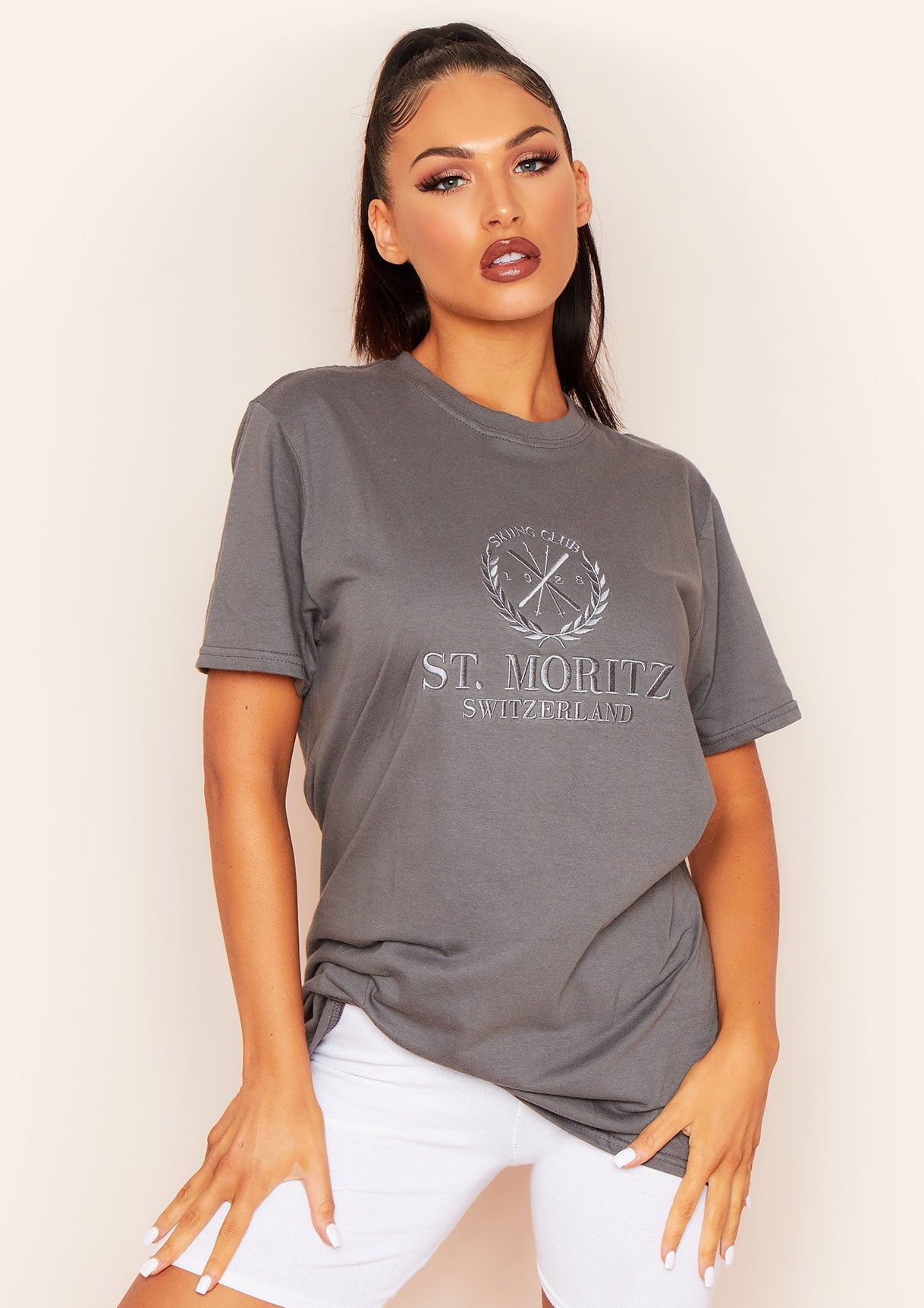 Brinley Grey St Moritz Embroidered T-Shirt sold by Missy Empire product image thumbnail 2