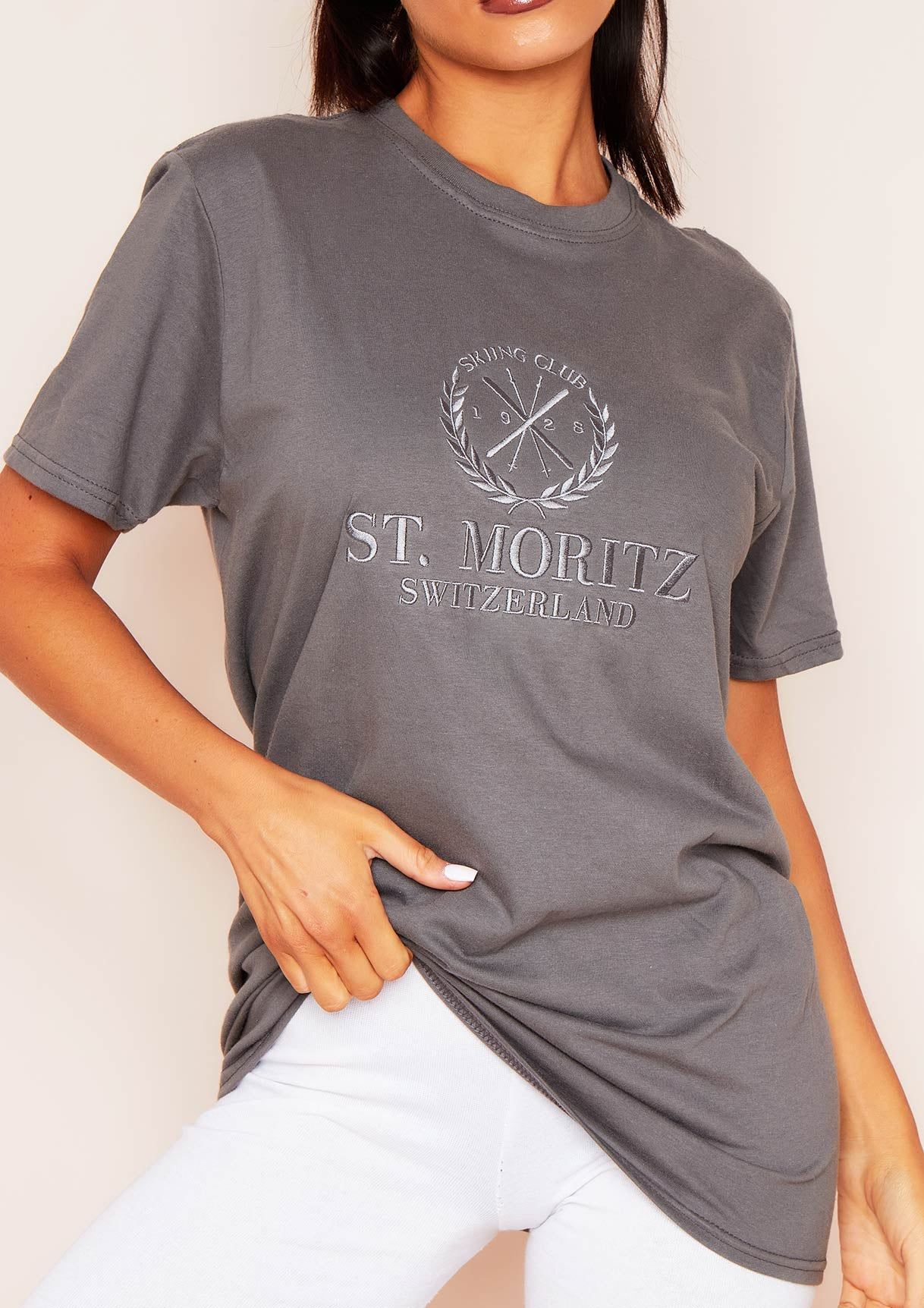 Brinley Grey St Moritz Embroidered T-Shirt sold by Missy Empire product image thumbnail 4