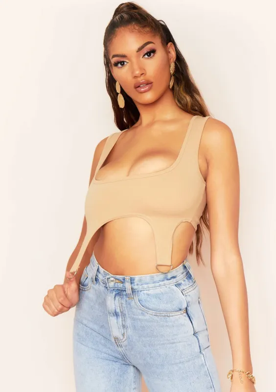 Chaka Stone D Ring Corset Crop Top made by Missy Empire
