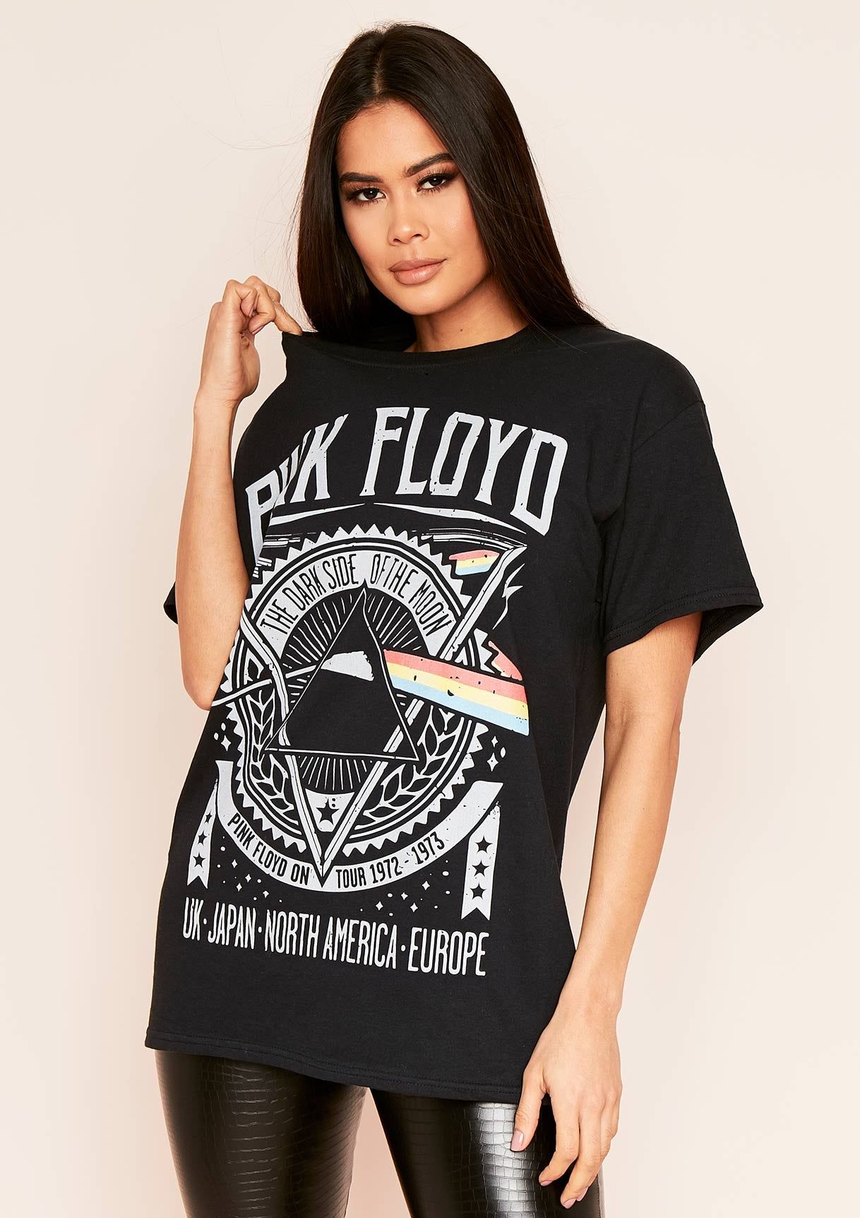Terra Black Pink Floyd Graphic T-Shirt sold by Missy Empire