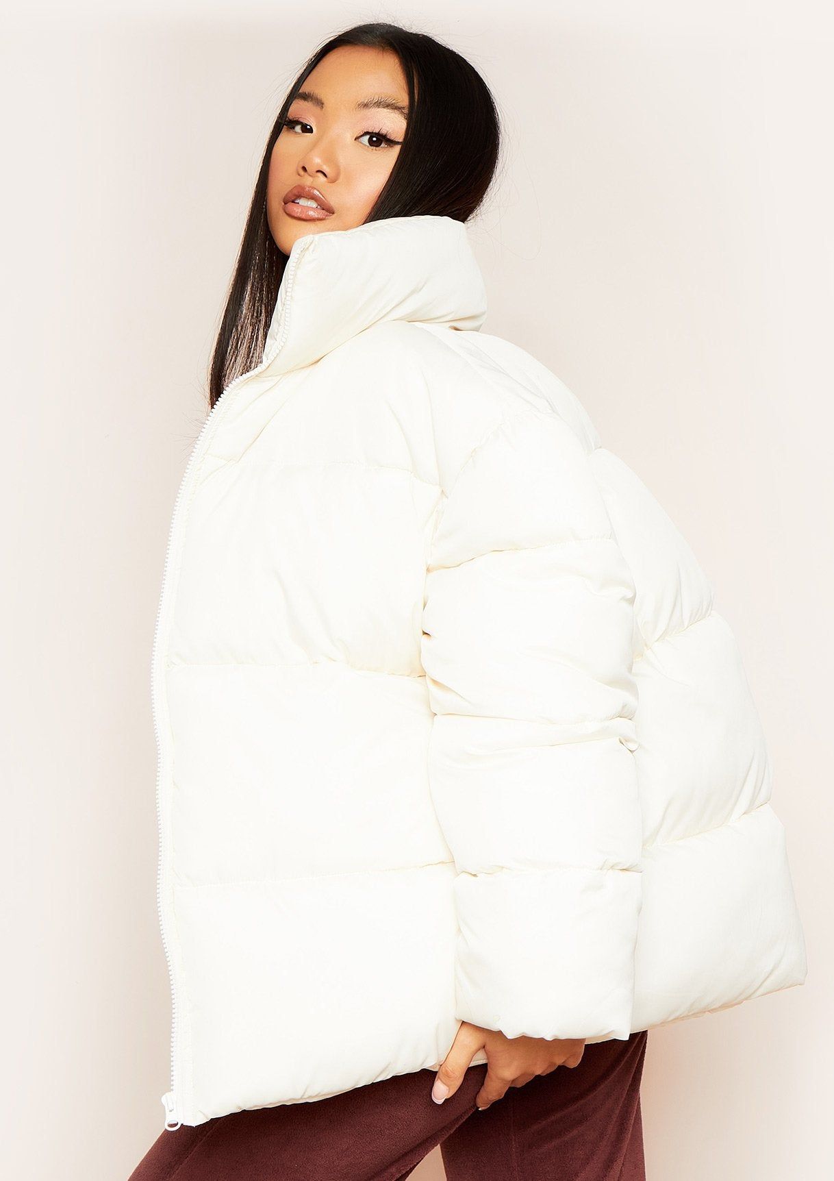 Lexi Cream Oversized Puffer Coat sold by Missy Empire product image thumbnail 4