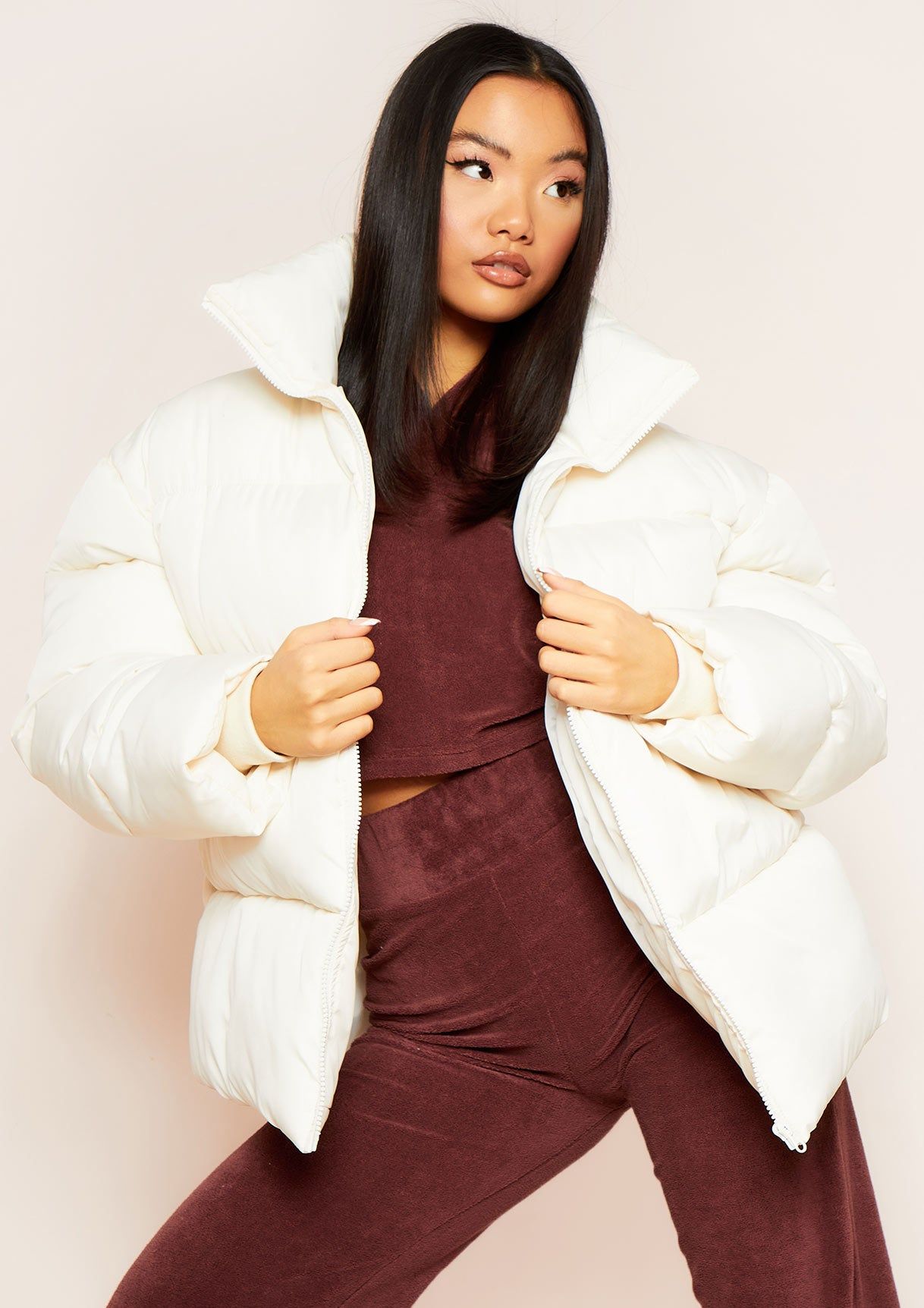 Lexi Cream Oversized Puffer Coat sold by Missy Empire