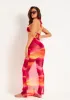 Amirah Orange Multi Mesh Printed Maxi Skirt sold by Missy Empire