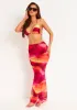 Amirah Orange Multi Mesh Printed Maxi Skirt sold by Missy Empire