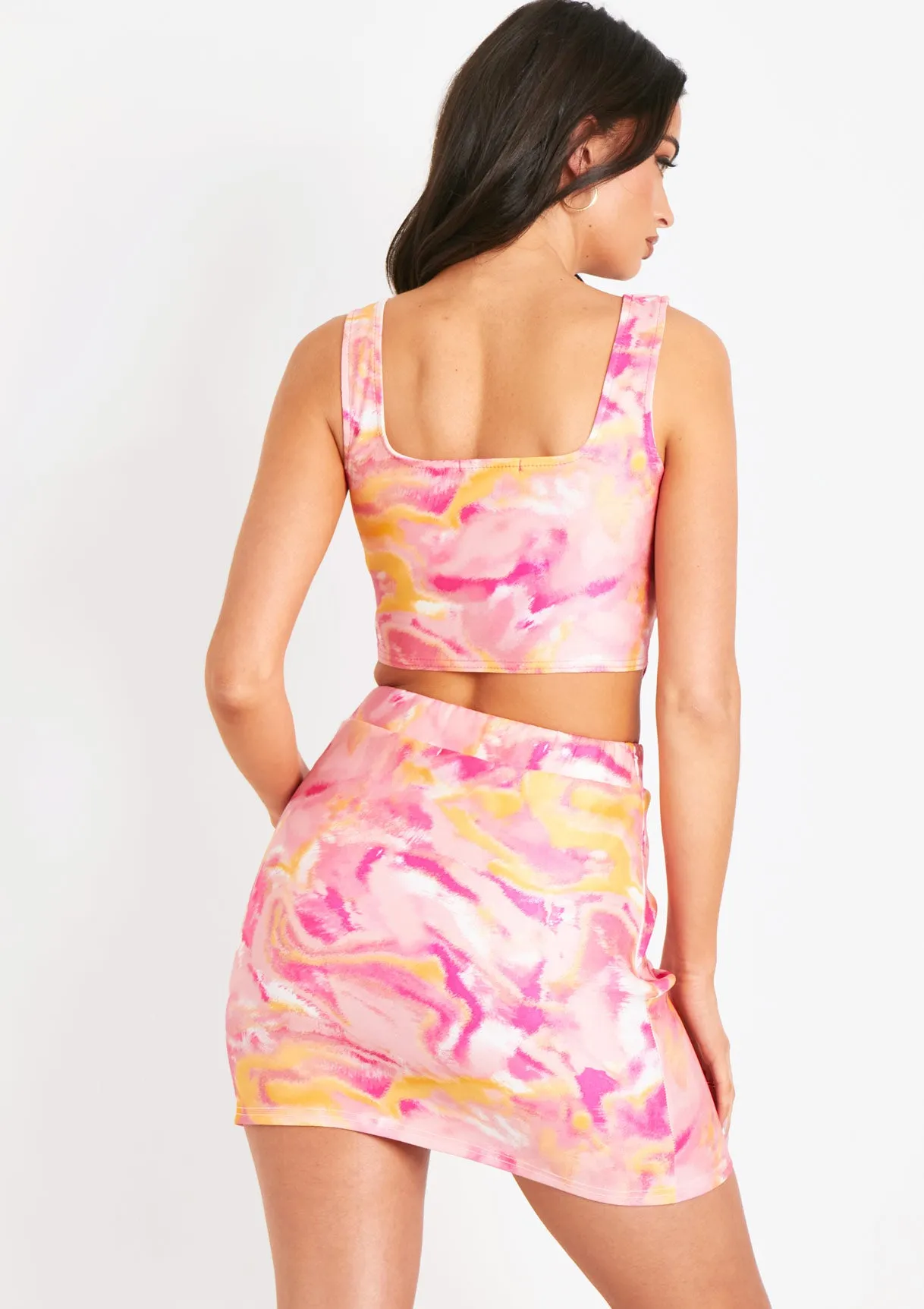 Sai Pink Abstract Print Corset Top sold by Missy Empire product image thumbnail 3