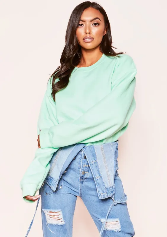 Lena Mint Green Oversized Sweatshirt sold by Missy Empire